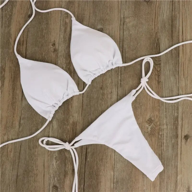 Summer 2-Piece Bikini Set, Padded Push-up Bra with Thong