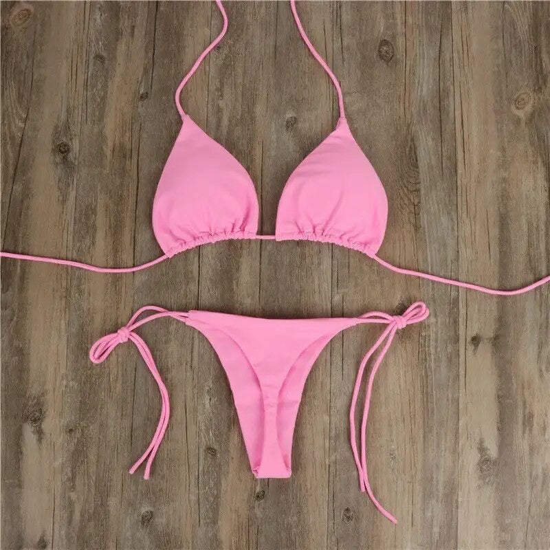 Summer 2-Piece Bikini Set, Padded Push-up Bra with Thong