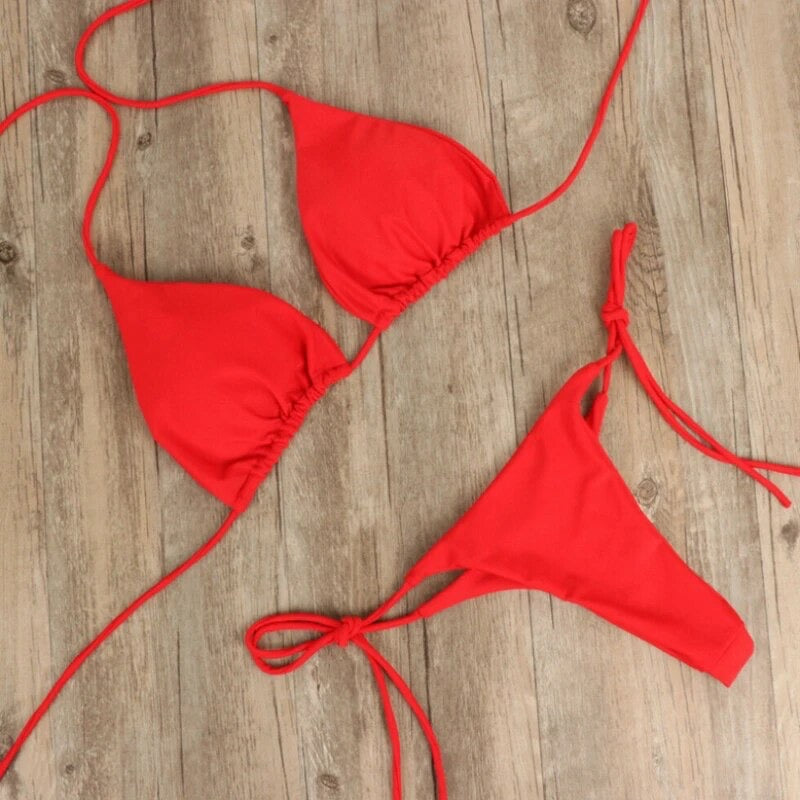 Summer 2-Piece Bikini Set, Padded Push-up Bra with Thong