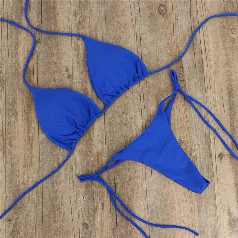 Summer 2-Piece Bikini Set, Padded Push-up Bra with Thong